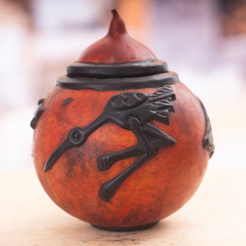 Animal-Themed Painted Dried Calabash Gourd Decorative Box - Savannah ...