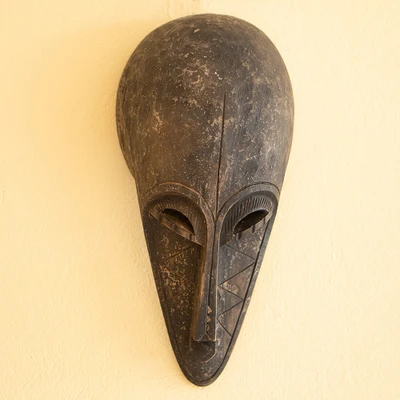 African wood mask, 'Cosmic Ancestor' - Classic West African Sese Wood Mask with Antiqued Details