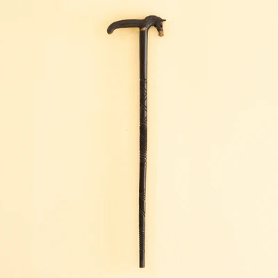 Ebony walking stick, 'Fabulous Farasi' - Hand-Carved Ebony Wood Walking Stick with Horse Head Accent