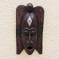 Máscara de madera de Ghana, 'Akan Afterlife' - Máscara de madera africana