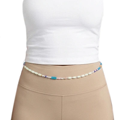 Recycled glass waist beads, 'Pearly Glam' - Handmade Recycled Glass Waist Beads Belly Chain Body Jewelry