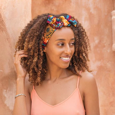 Cotton headband, 'New Emotions' - Handcrafted 100% Cotton Headband with Warm-Toned Pattern