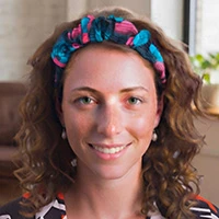 Cotton headband, 'Bubble Day' - 100% Cotton Headband with Blue and Pink Abstract Pattern
