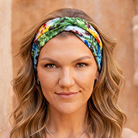 Cotton headband, 'The World' - Nature-Inspired Multicolor 100% Cotton Headband Made by Hand