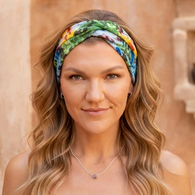 Cotton headband, 'The World' - Nature-Inspired Multicolor 100% Cotton Headband Made by Hand