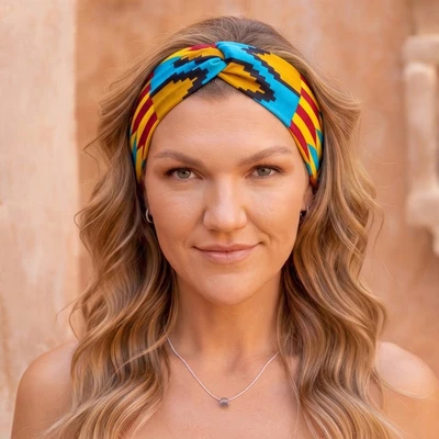 Cotton headband, 'Sunshine Fun' - Multi-Patterned 100% Cotton Headband in a Yellow Base Hue