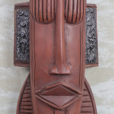 Ashanti wood mask, 'Horned King' - Ashanti Wood Mask