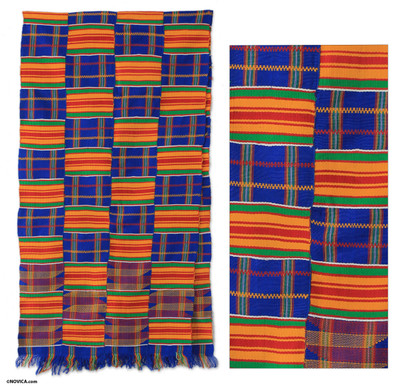 Kente cloth scarf, 'Tribute to Mother' - Kente Scarf from Africa