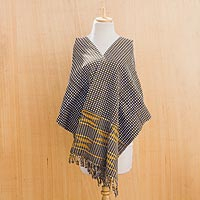 Cotton kente cloth scarf, 'Royal Checks' - Handmade Kente Cloth