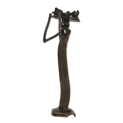 Recycled metal sculpture, 'Merchant Woman' - African Hand Crafted Recycled Scrap Metal Sculpture
