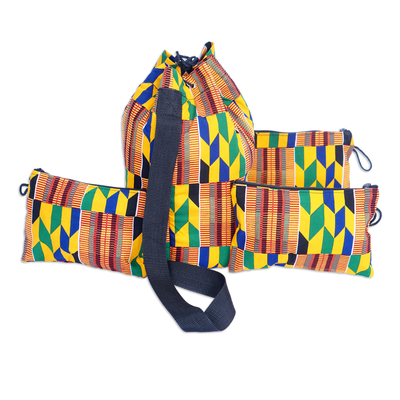 Kente tote bag and accessory cases, 'Fatia' - Kente tote bag and accessory cases