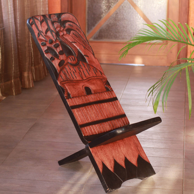 Dekorativer Holzakzent, „Ekurasi“ – handgeschnitzter dekorativer Holz-Wohnakzent