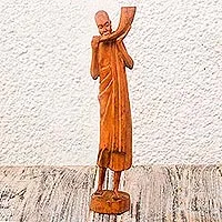 Teak-Skulptur, „Royal Call“ – Teak-Skulptur