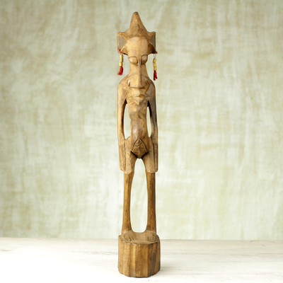Wood sculpture, 'Sanufo Woman' - Wood sculpture