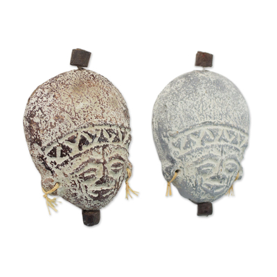 Ceramic ornaments, 'Wise Men' (pair) - Ceramic ornaments (Pair)