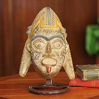 Nigerian wood mask, 'Yoruba Gelada Headdress' - Nigerian wood mask