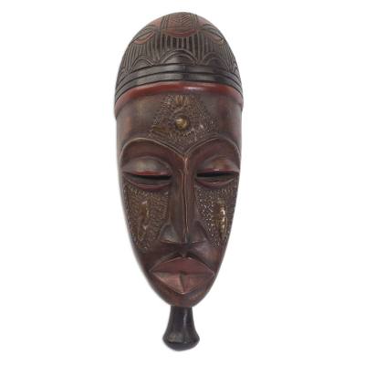 Ghanaian wood mask, 'Ghana Champion' - African wood mask