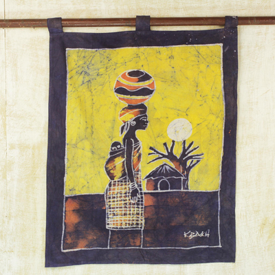 Batik-Wandbehang - Handgefertigter Wandbehang aus Batik-Baumwolle