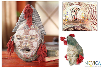 Kongolesische Afrika-Maske aus Holz - Handgefertigte kongolesische Holzmaske