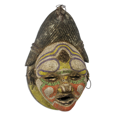 Congolese wood African mask, 'Kindly River Goddess' - Congo Zaire Wood Mask