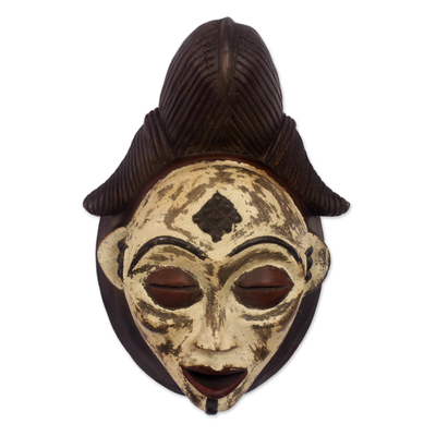 Gabon Africa wood mask, 'Ancestor's Spirit' - Artisan Crafted Wood Mask