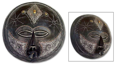 Ghanaian wood mask, 'Adu's Namesake' - African wood mask