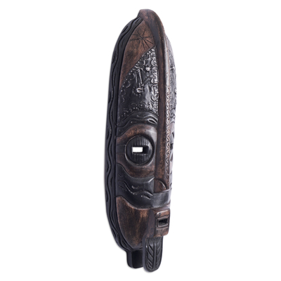 Ghanaian wood mask, 'Celebrations' - African wood mask