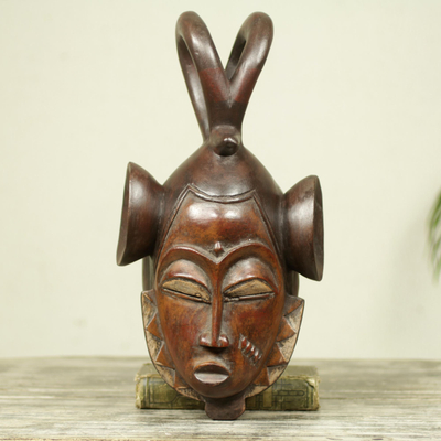 Ivoirian wood mask, 'Scorpion Vigil' - Ivoirian wood mask