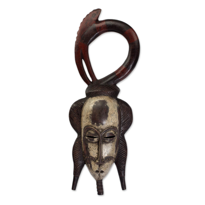 Ivoirian wood mask, 'Protection and Blessings' - Fair Trade Ivoirian Wood Mask