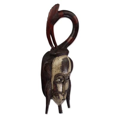 Ivoirian wood mask, 'Protection and Blessings' - Fair Trade Ivoirian Wood Mask