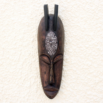Ivoirian wood mask, 'King Who Loves Peace' - Ivoirian wood mask