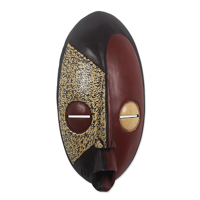 Ashanti wood mask, 'Good Service' - Ashanti Tribe Wood Mask