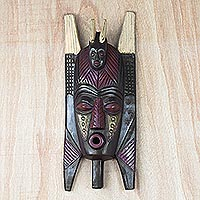 Máscara de madera Akan, 'Sabiduría de Ghana' - Máscara de madera Akan