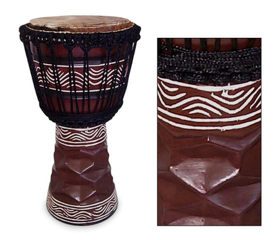 Wood djembe drum, 'Good Soul' - Hand Crafted Wood Djembe Drum
