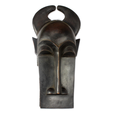 Ivoirian wood mask, 'Crocodile of Peace' - Ivoirian wood mask