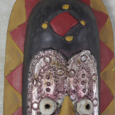 Nigerian wood mask, 'Peace from Nigeria' - Nigerian wood mask