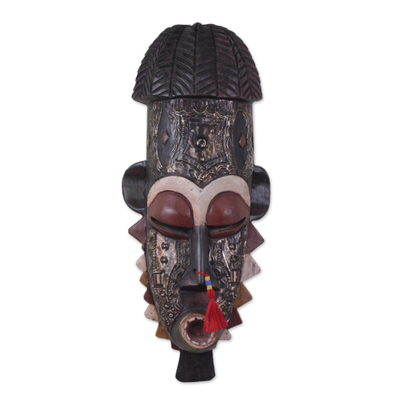 Ghanaian wood mask, 'Courage, Sense and Wisdom' - African wood mask