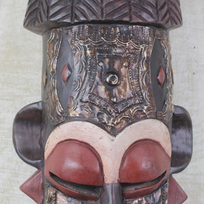 Ghanaian wood mask, 'Courage, Sense and Wisdom' - African wood mask