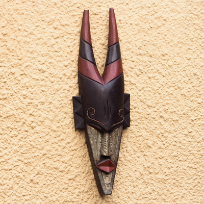 Ghanaian wood mask, 'Antelope Totem' - African wood mask