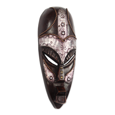 Akan wood mask, 'Patience' - African Wood Wall Mask