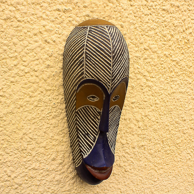 Máscara de madera de Gabón de África - Máscara de madera africana tallada a mano.