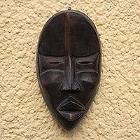 Dan wood mask, 'Dan Mediator' - Hand Crafted Wood Wall Mask