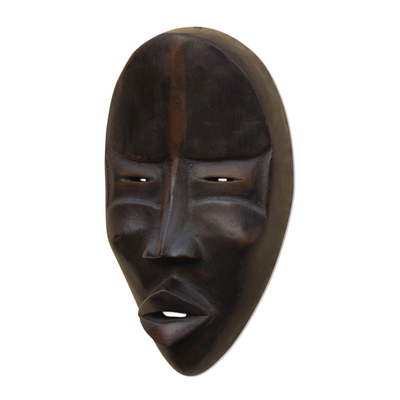Dan wood mask, 'Dan Mediator' - Hand Crafted Wood Wall Mask