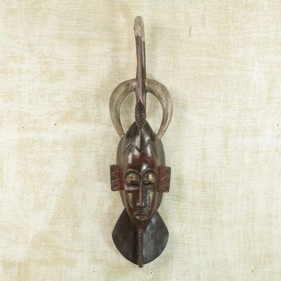 Ivoirian wood mask, 'Bird of Kindness' - Handcrafted Ivory Coast Wood Mask from Africa