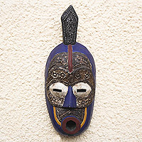 Hausa wood African mask, 'Bridal Elegance' - Fair Trade Wood Mask