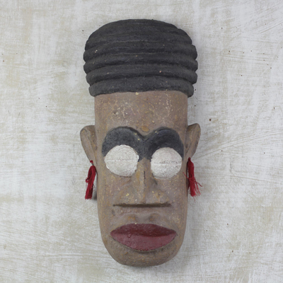 Ashanti wood mask, 'Queen and Warrior' - Hand Carved Wood Mask from Africa