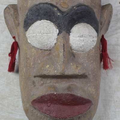 Ashanti wood mask, 'Queen and Warrior' - Hand Carved Wood Mask from Africa