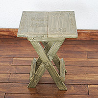 Wood folding table, 'Picnic Time' - Handcrafted Folding Table
