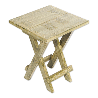 Mesa plegable de madera - Mesa plegable artesanal de madera rústica