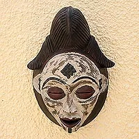 Gabonese African wood mask, 'Guiding Spirit'